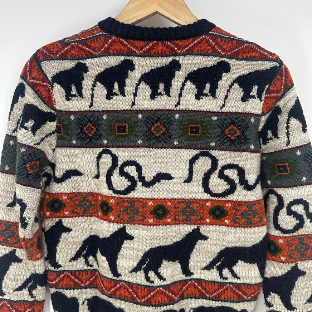 Bellfield Men's Animal Crewneck Sweater Wool Blend Fair Isle Nordic Pullover - Picture 9 of 11